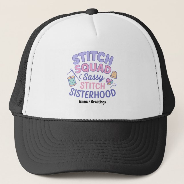 Casquette Cousu Squad Sassy Cousu Sœurée Drôle Plaid (Devant)