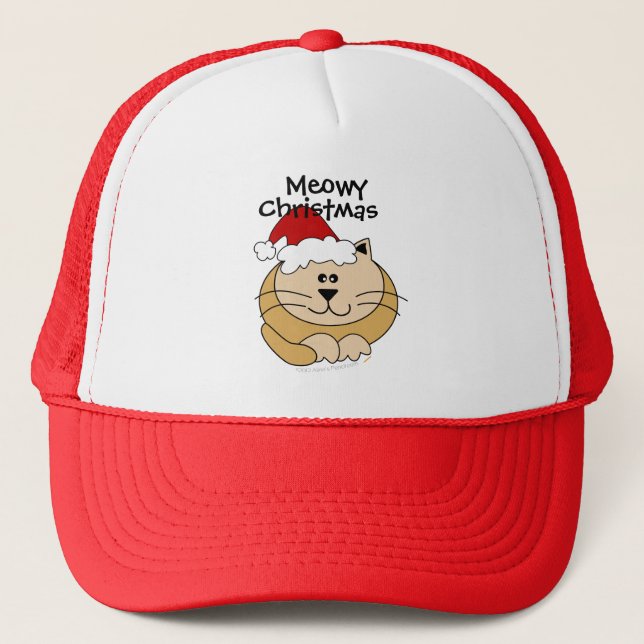 Casquette Coutume mignonne de chat de bande dessinée de Noël (Devant)