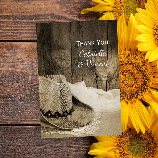 Casquette Cowboy et Barn Wood Merci Mariage occide (Créateur téléchargé)