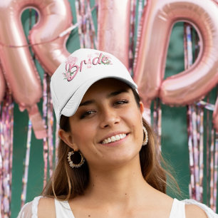 Casquette Cowboy Rose Avec Bride Fleurs