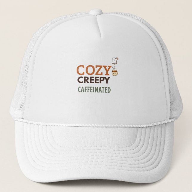 Casquette Cozy Creepy & Caffeinated Halloween Coffee Automne (Devant)