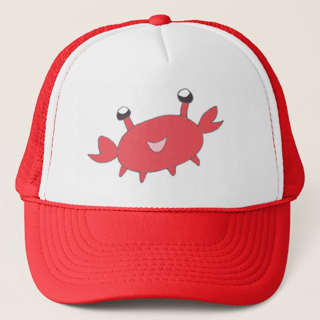 Casquette Crabe rouge heureux mignon (Devant)