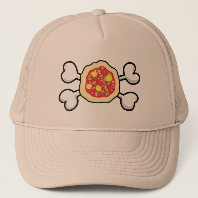 Casquette crâne à pizza et os croisés (Devant)