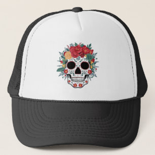 Casquette crâne à sucre floral