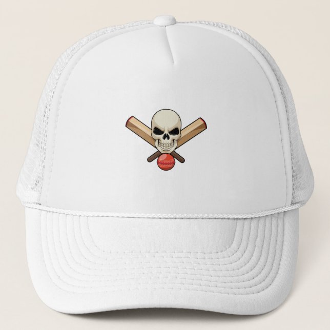 Casquette Crâne au cricket avec chauve-souris de cricket (Devant)
