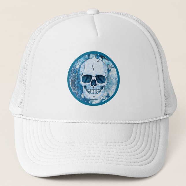 Casquette Crâne bleu cool (Devant)