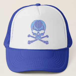 Casquette Crâne bleu imprimé et os croisés de fausse pier