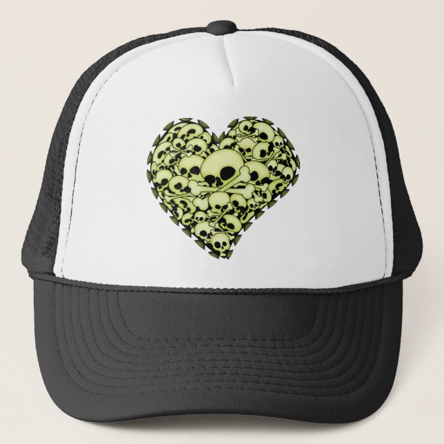 Casquette Crâne Cœur - Vert (Devant)