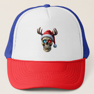 Casquette Crâne de Noël avec chapeau de Père Noël et bois my