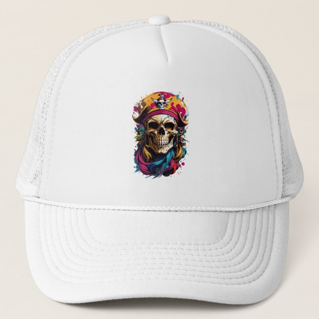 Casquette Crâne de pirate coloré (Devant)