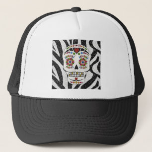 Casquette Crâne de sucre Rockabilly RAB sur impression zèbre