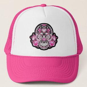 Casquette Crâne de sucre rose et Roses