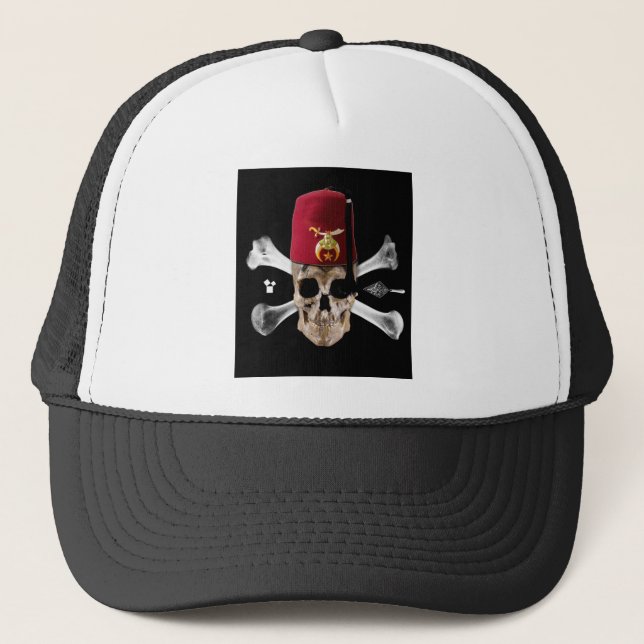 Casquette Crâne et os maçonniques de Shriner avec Fez (Devant)