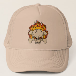 Casquette Crâne flamboyant et os croisés