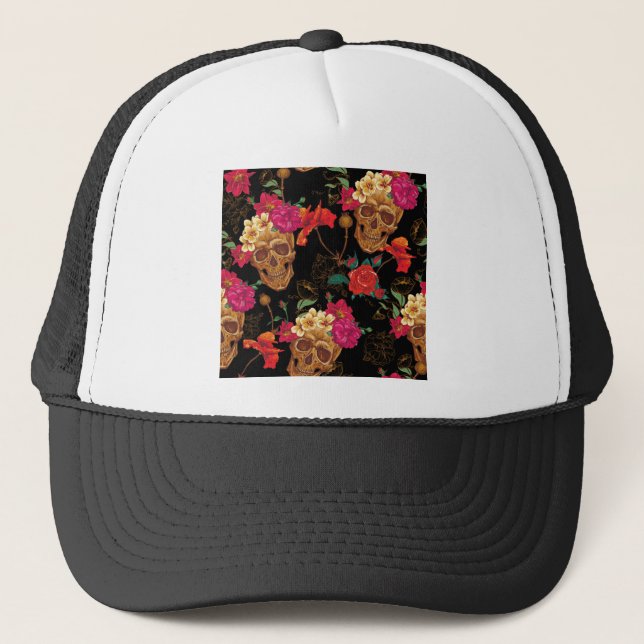 Casquette crâne floral (Devant)