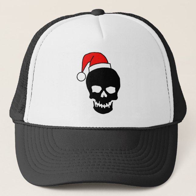 Casquette Crâne noir de Noël (Devant)