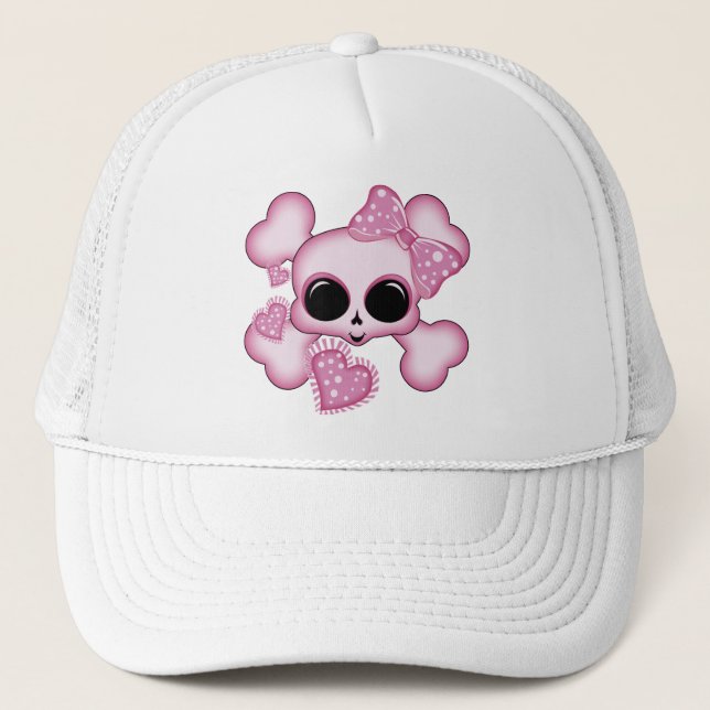 Casquette Crâne Rose Mignon (Devant)