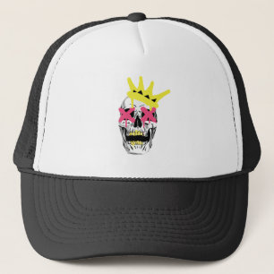 Casquette Crâne Royal : Couronne Rose aux Yeux en X