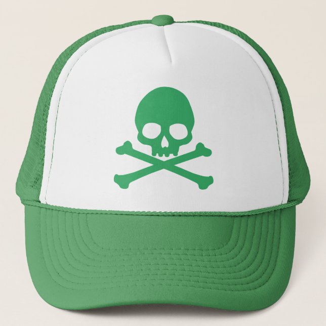 Casquette Crâne simple vert et os croisés Classic Rond St (Devant)