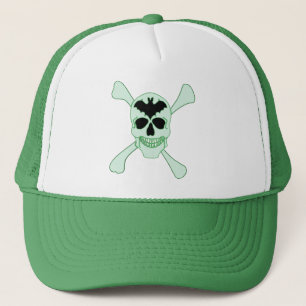 Casquette Crâne vert et os croisés