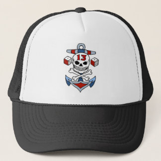 Casquette Crâne vintage de pirates, os croisés, Ancre, dés