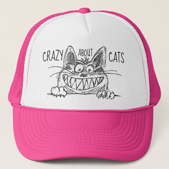 Casquette Crazy À Propos Chats Chat Lady Trucker Chapeau (Devant)