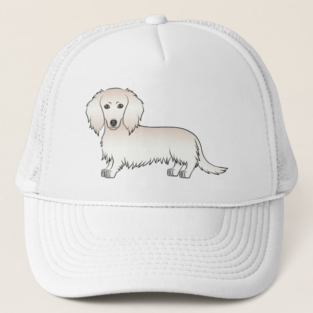 Casquette Cream Long Cheveux Dachshund mignon chien de dessi (Devant)
