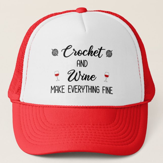 Casquette Crochet et vin rendent tout fin (Devant)