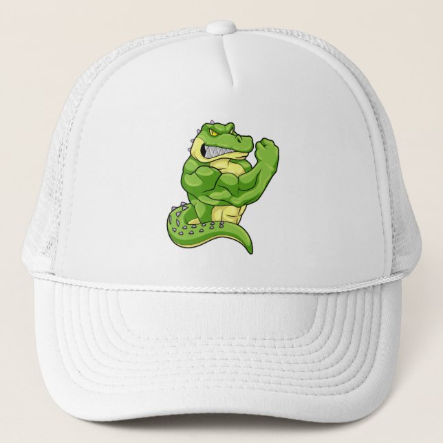 Casquette Crocodile comme Bodybuilder avec de grands Muscles (Devant)
