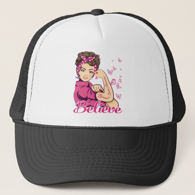 Casquette Croire Cancer du Sein Guerrier T-Shirt Femmes (Devant)