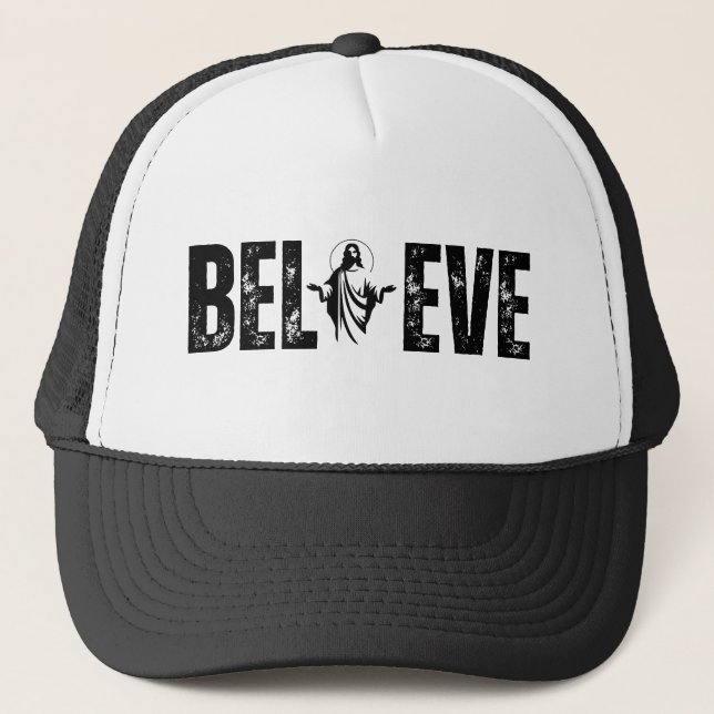 Casquette CROIRE Silhouette chrétienne ouverte avec foi (Devant)