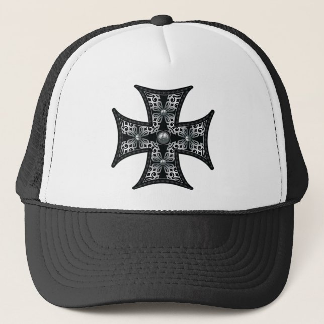 Casquette Croix maltaise en argent (Devant)