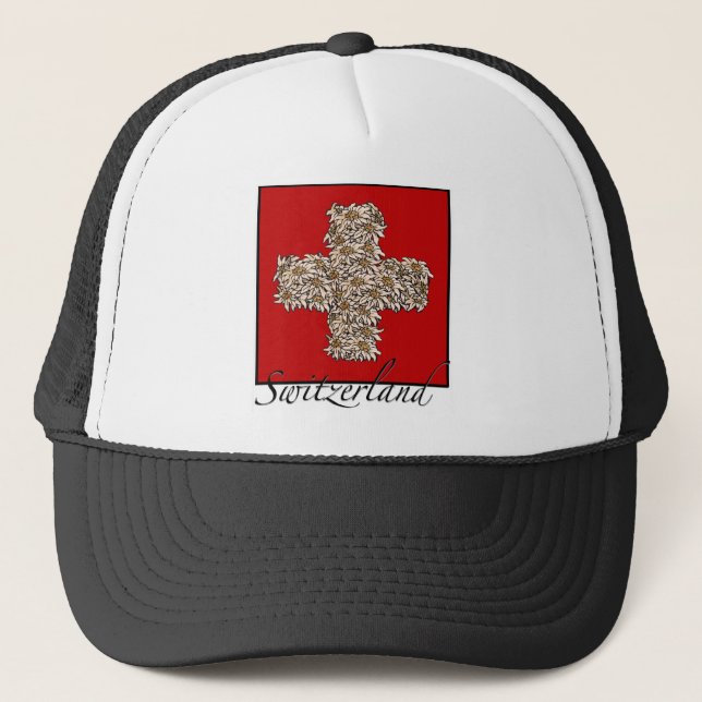 Casquette Croix suisse d'edelweiss (Devant)