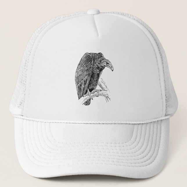 Casquette Croquis réaliste d'oiseau de vautour (Devant)