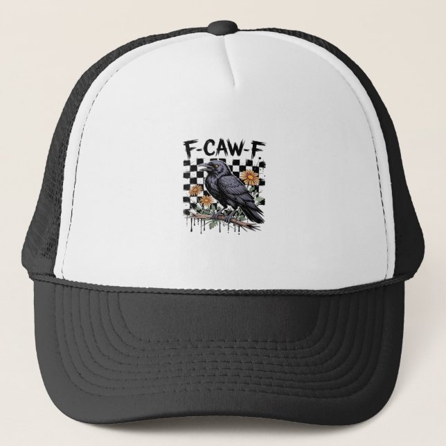 Casquette Crow Flowral, F-Caw-F Funny Bird FCAWF Moon Gothiq (Devant)
