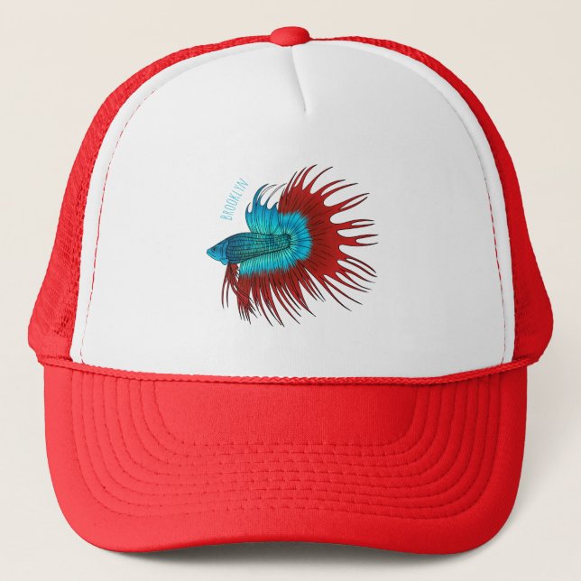 Casquette Crowntail betta fish dessin animé (Devant)
