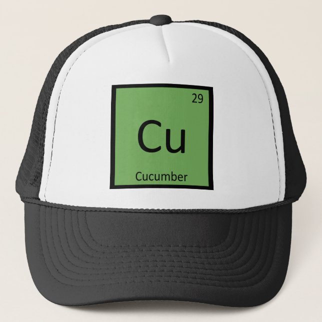 Casquette Cu - Chimie de légume Concombre Tableau périodique (Devant)