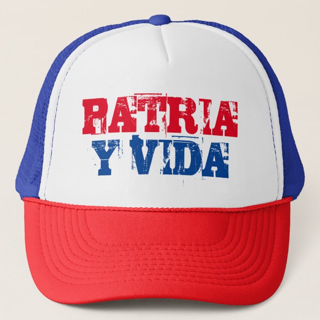 Casquette Cuba Patria y vida SOS Cuba rouge bleu blanc (Devant)