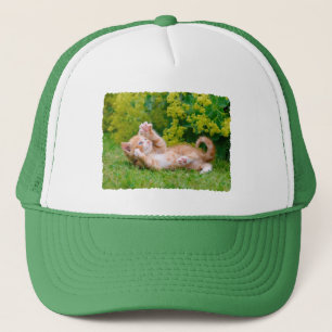 Casquette Cuisine drôle de chaton jouant dans un jardin fle