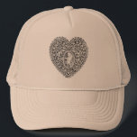 Casquette CUPID LACE HEART, Black and White<br><div class="desc">Elegant and cool lace heart with cupid. Design and digital graphic elaboration in vintage style by Bulgan Lumini (c) .Easy to customize with your own text as a announcement card / place cards / save-the-date cards / thank you cards / , bridal showers, birthdays, parties, engagement showers, or just about...</div>