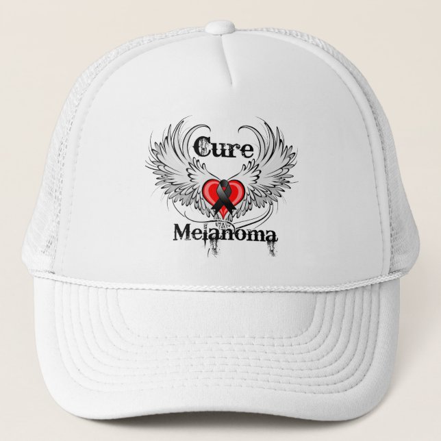 Casquette Cure Melanoma Heart Tattoo ailes (Devant)