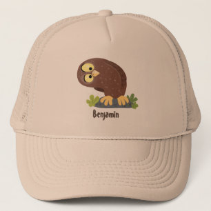 Casquette Curieux et drôle dessin animé de chouette brune