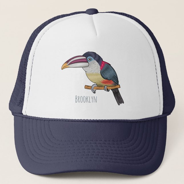 Casquette Curl crested aracari bird cartoon (Devant)