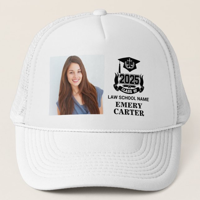 Casquette Custom 2025 Graduate Photo Attorney Law School (Devant)