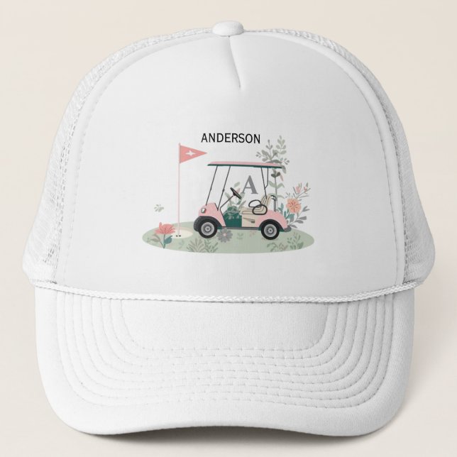 Casquette Custom Golf Cart Hat with Name & Flag Design (Devant)