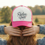 Casquette Custom Pink Rodeo Queen Western Bachelorette Party<br><div class="desc">Keep your spirits high and your Rodeo Queen together with this western-inspired trucker hat — perfect for Bride's outfit for Last Rodeo bachelorette parties and weekend celebrations. Designed with bold rodeo-style lettering, this bachelorette trucker hat adds a fun, coordinated touch to your party setup. Great for bachelorette weekends, cowgirl-themed parties,...</div>