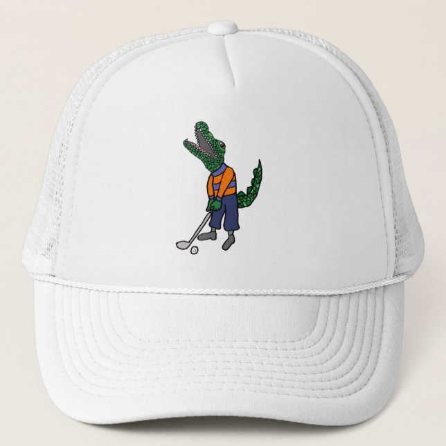 Casquette Cute Alligator Playing Golf Sports Cartoon (Devant)