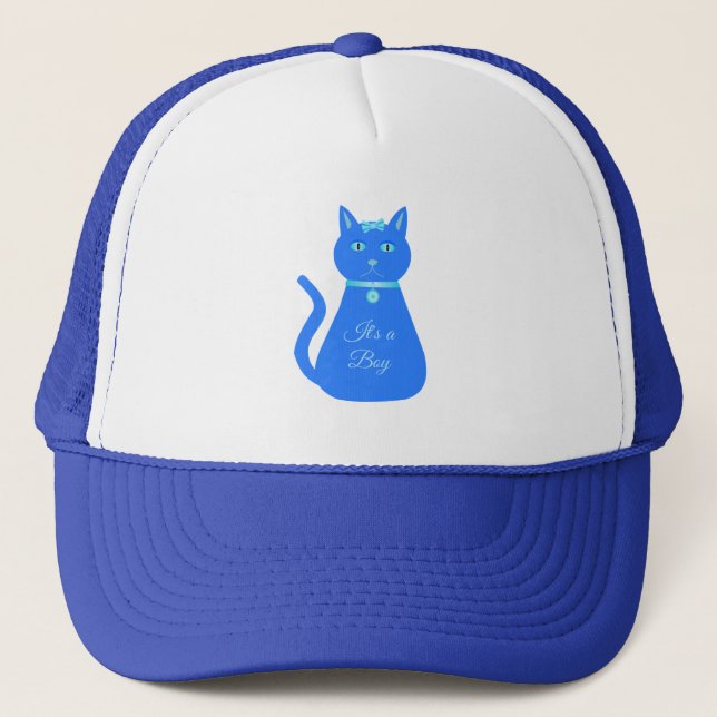 Casquette Cute Blue Baby Boy Chat Personnalisé Genre Reveill (Devant)
