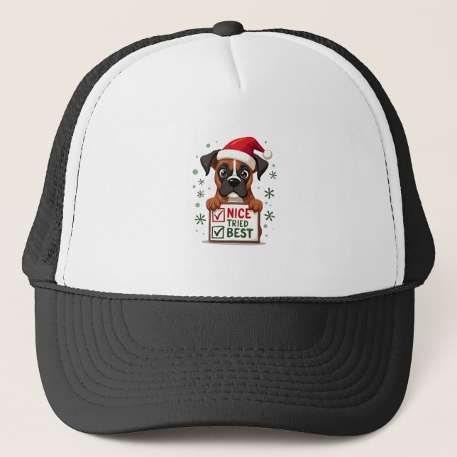 Casquette Cute Boxer dog Dog Christmas Nice Tried my Best  ( (Devant)