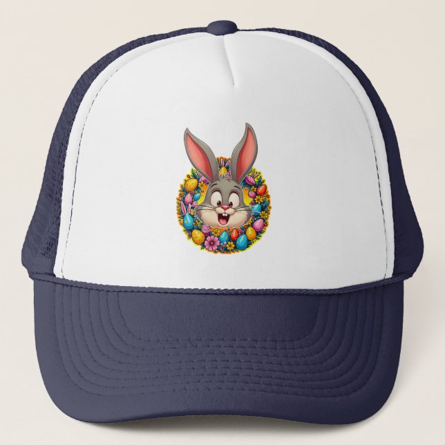 Casquette Cute Bunny Face – Easter Wreath Style boné (Devant)